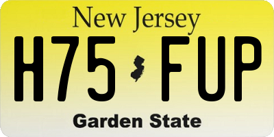 NJ license plate H75FUP