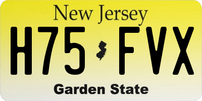 NJ license plate H75FVX