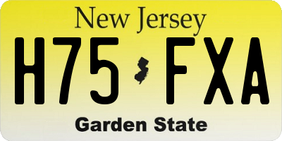 NJ license plate H75FXA