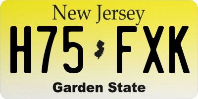 NJ license plate H75FXK
