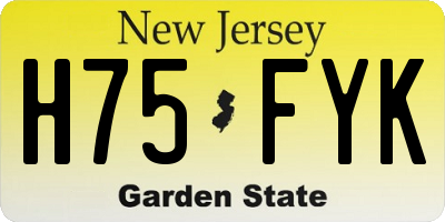 NJ license plate H75FYK