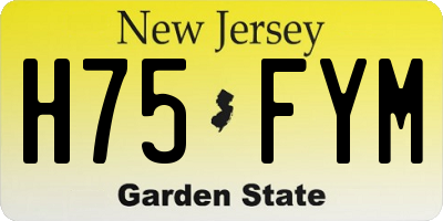NJ license plate H75FYM