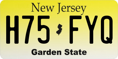 NJ license plate H75FYQ