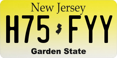 NJ license plate H75FYY