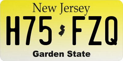 NJ license plate H75FZQ
