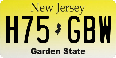 NJ license plate H75GBW