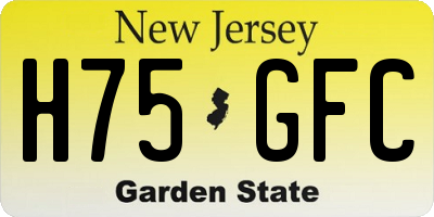 NJ license plate H75GFC