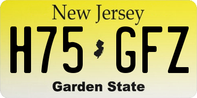 NJ license plate H75GFZ