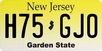 NJ license plate H75GJO