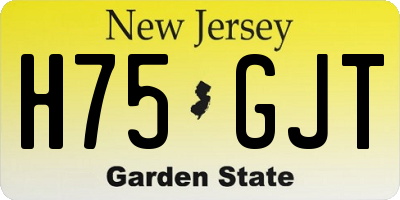 NJ license plate H75GJT