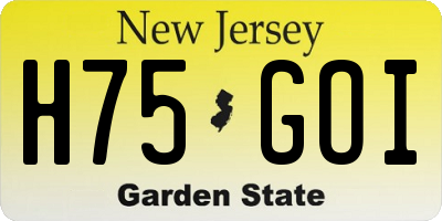 NJ license plate H75GOI
