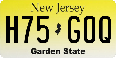 NJ license plate H75GOQ