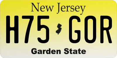 NJ license plate H75GOR