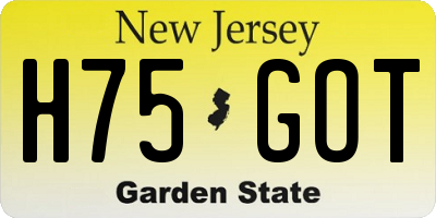 NJ license plate H75GOT
