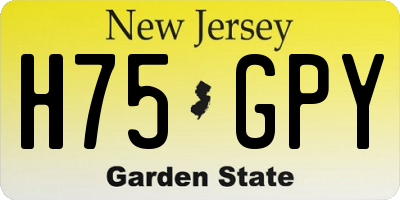NJ license plate H75GPY