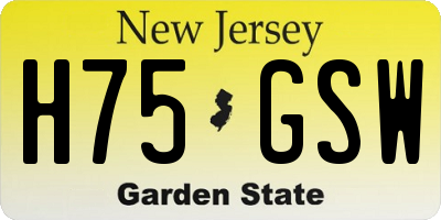 NJ license plate H75GSW