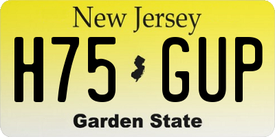 NJ license plate H75GUP