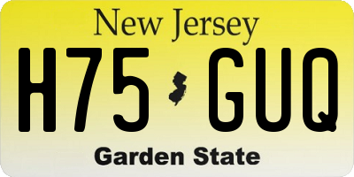 NJ license plate H75GUQ