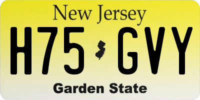 NJ license plate H75GVY