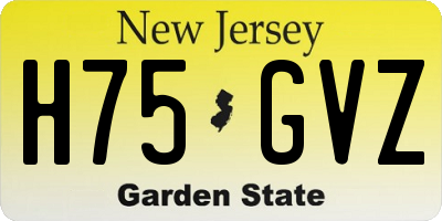 NJ license plate H75GVZ