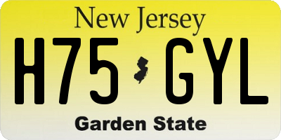 NJ license plate H75GYL