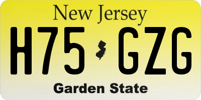 NJ license plate H75GZG