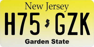 NJ license plate H75GZK
