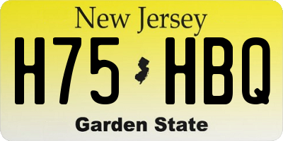 NJ license plate H75HBQ