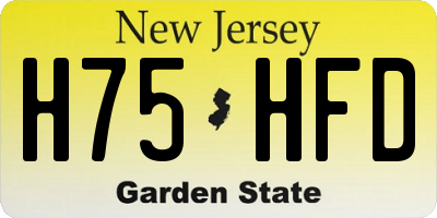 NJ license plate H75HFD