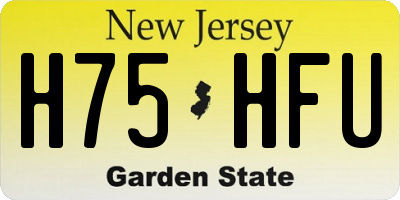 NJ license plate H75HFU