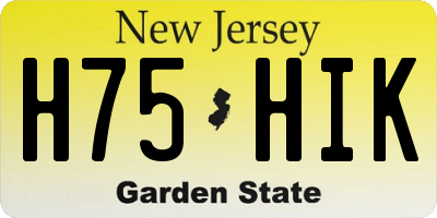 NJ license plate H75HIK