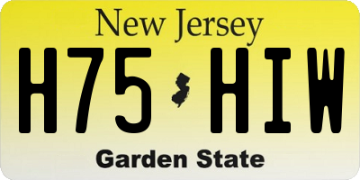 NJ license plate H75HIW