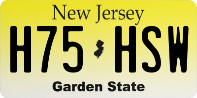 NJ license plate H75HSW