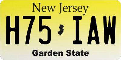 NJ license plate H75IAW