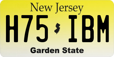 NJ license plate H75IBM