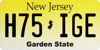 NJ license plate H75IGE