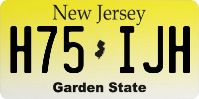 NJ license plate H75IJH