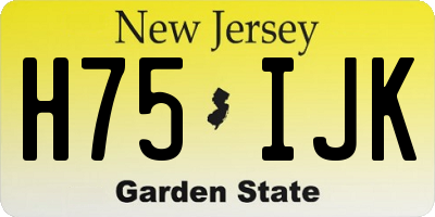 NJ license plate H75IJK