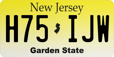 NJ license plate H75IJW
