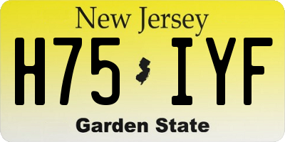 NJ license plate H75IYF