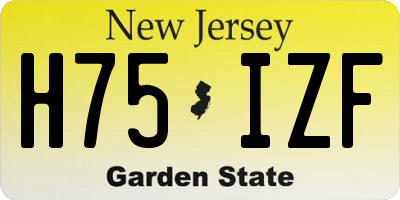 NJ license plate H75IZF