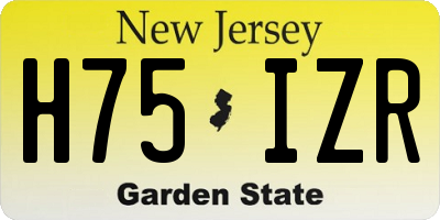 NJ license plate H75IZR