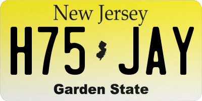 NJ license plate H75JAY
