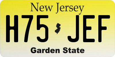 NJ license plate H75JEF