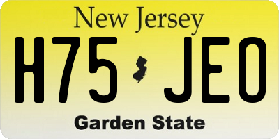NJ license plate H75JEO