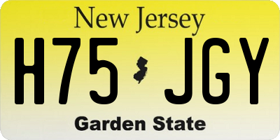 NJ license plate H75JGY