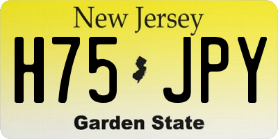 NJ license plate H75JPY