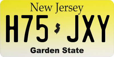NJ license plate H75JXY