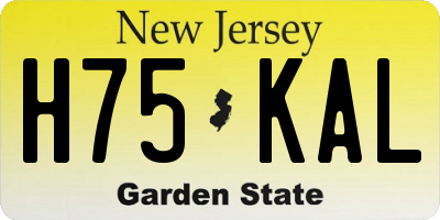 NJ license plate H75KAL