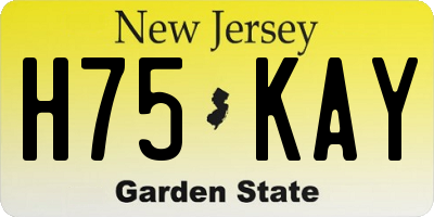NJ license plate H75KAY